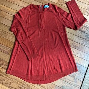 Burnt orange lightweight sweater with zip detail